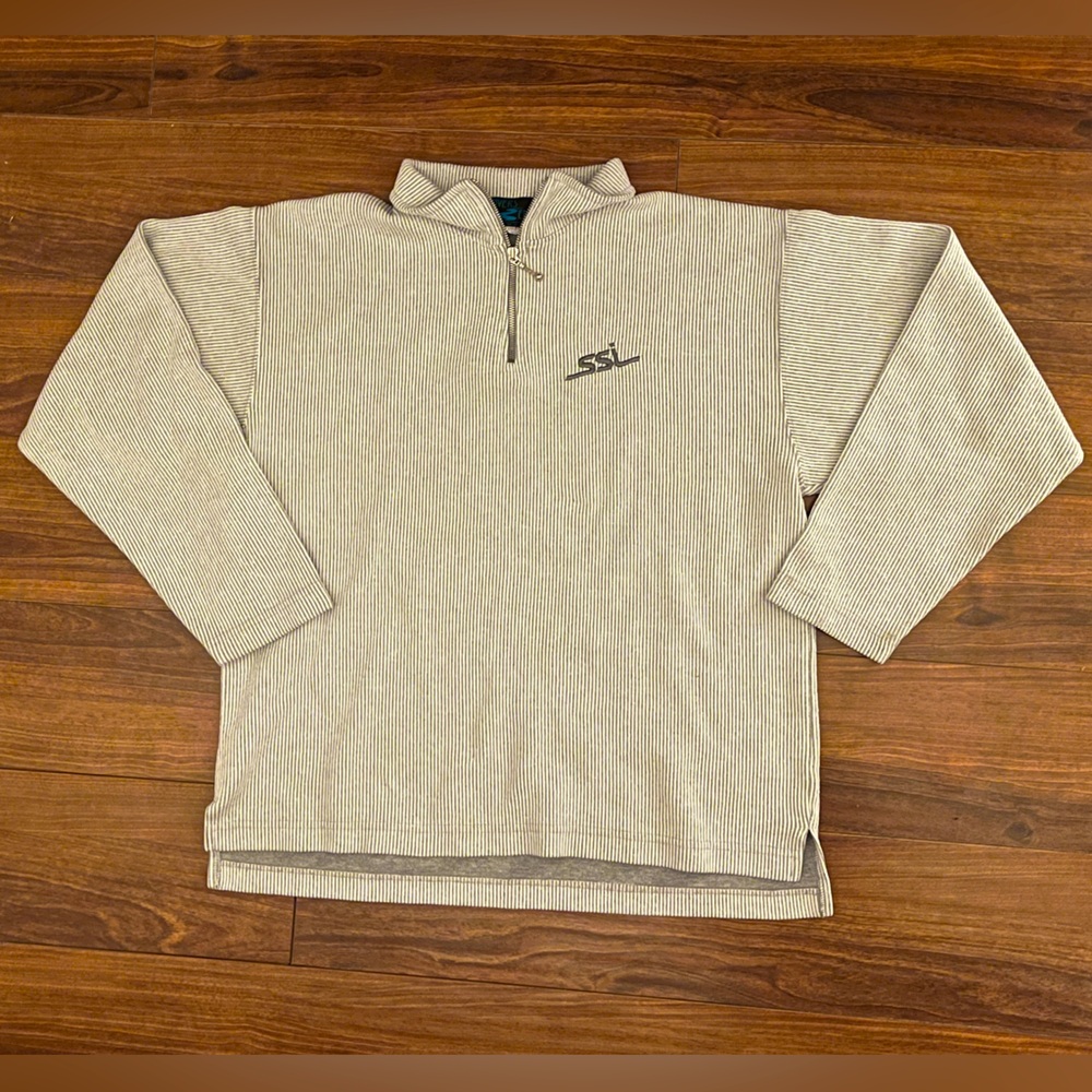 Vintage River’s Edge 1/4 Zip Striped Sweater Made In Canada Embroidered Logo